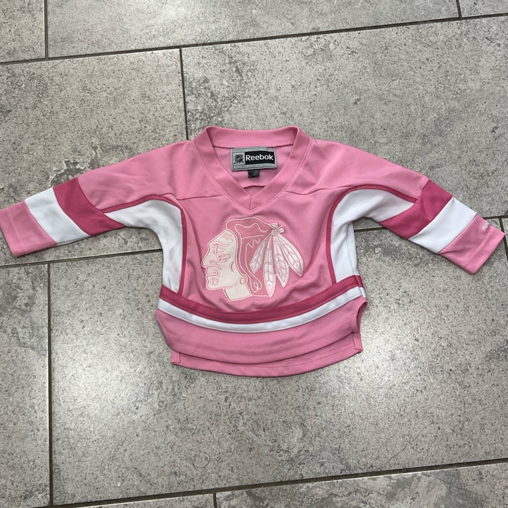 Like New- 12 Months Pink Blackhawks Jersey